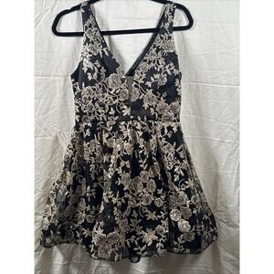 Altar'd State Women's Donella Sequence Mini‎ Dress Black & Gold Size S